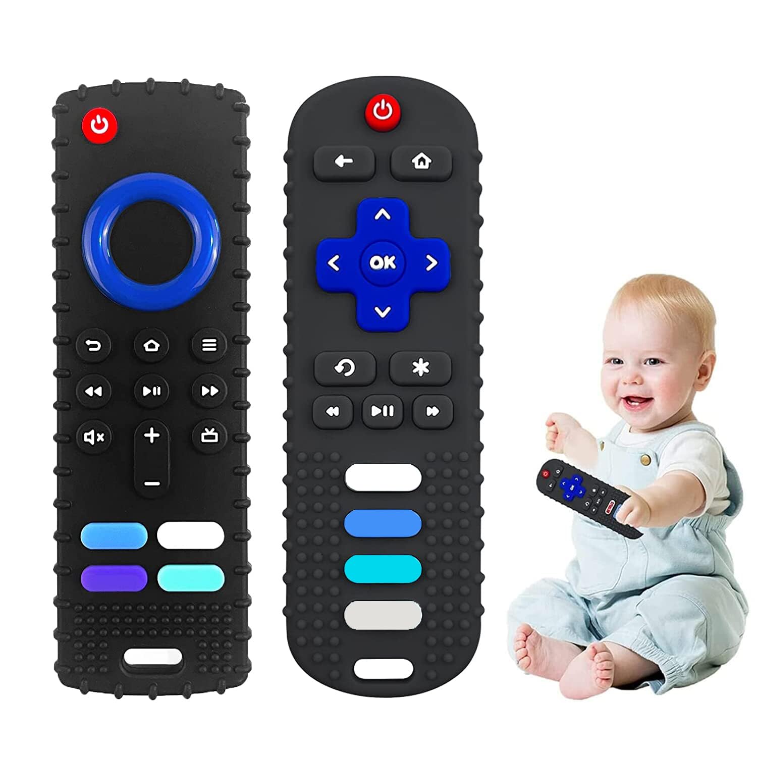 ERSIHUA teether remote-front view soothing gums during teething.