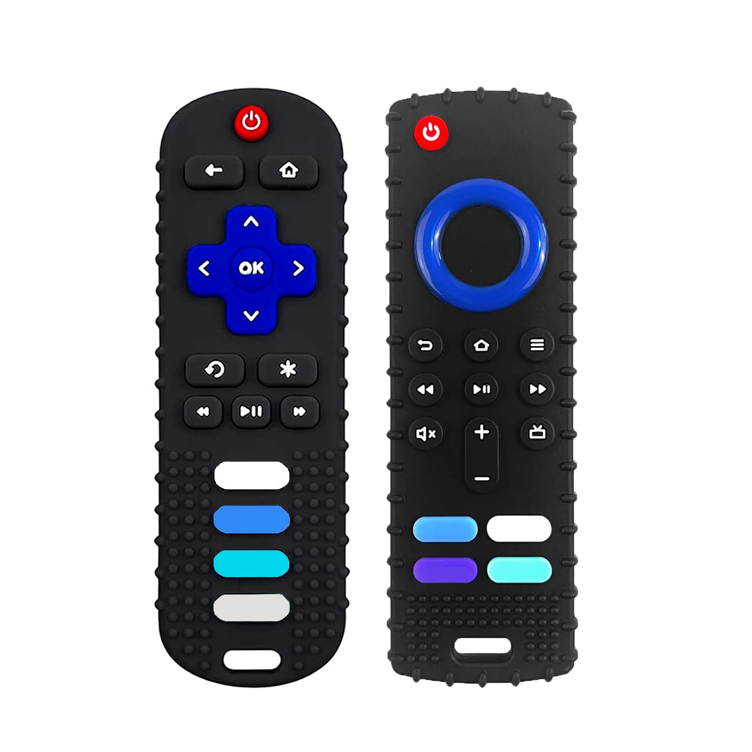 ERSIHUA remote-shaped teether front view with soft silicone for soothing gums