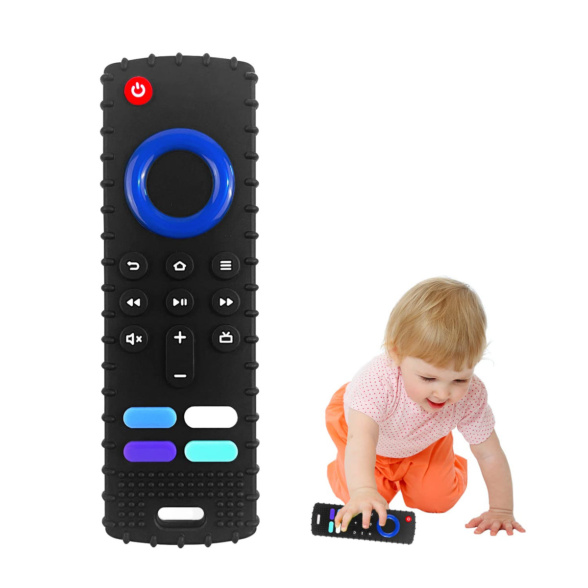 ERSIHUA teething remote teether with soft grip supports gentle chewing relief.