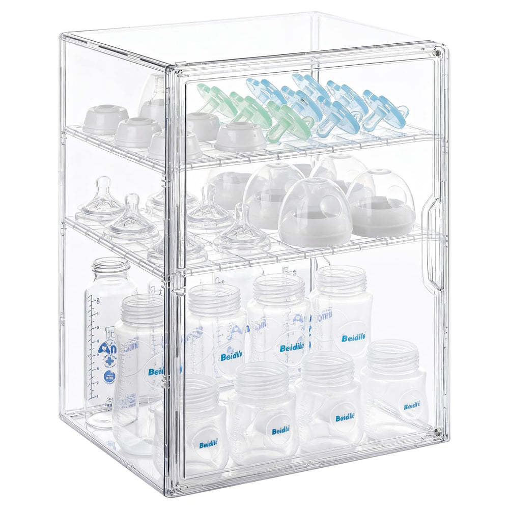 ERTIUANIO 3-tier bottle organizer neatly holds bottles for efficient feeding prep