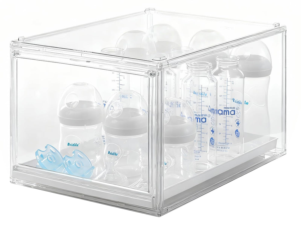 ERTIUANIO baby bottle organizer front view with clear storage for quick bottle access