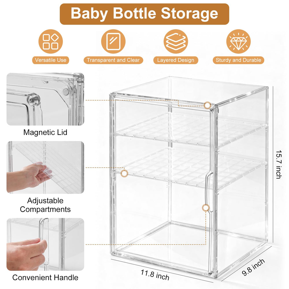 ERTIUANIO bottle organizer displays nipples and pump parts in easy reach