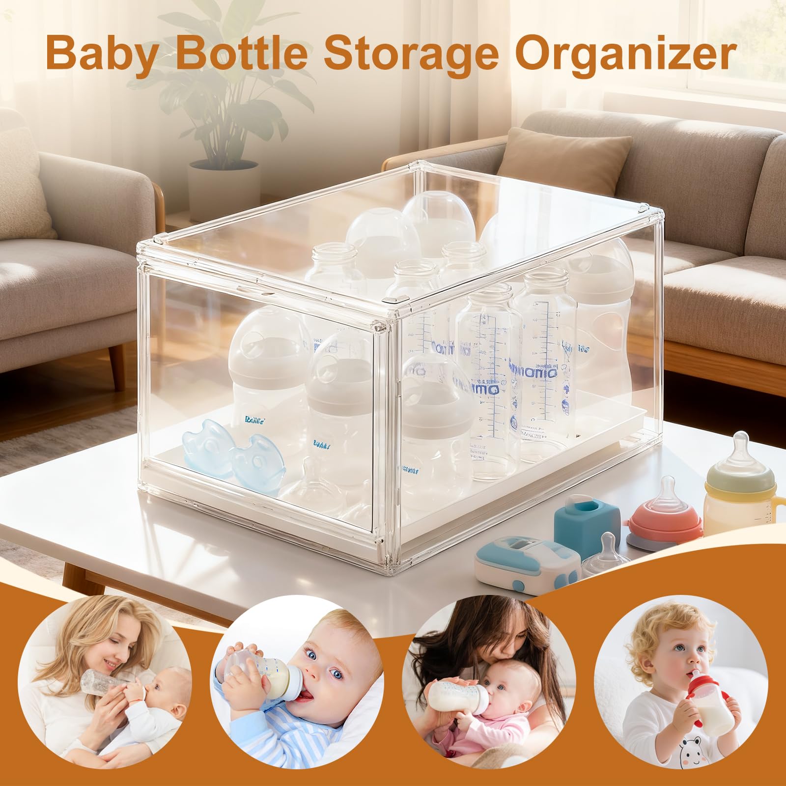 ERTIUANIO storage solution keeps pacifiers and pump parts organized within reach
