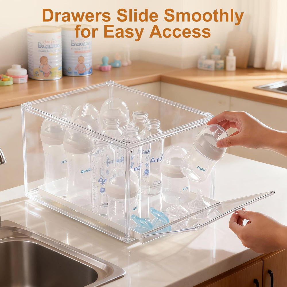 ERTIUANIO bottle organizer with drawer open for easy access to parts