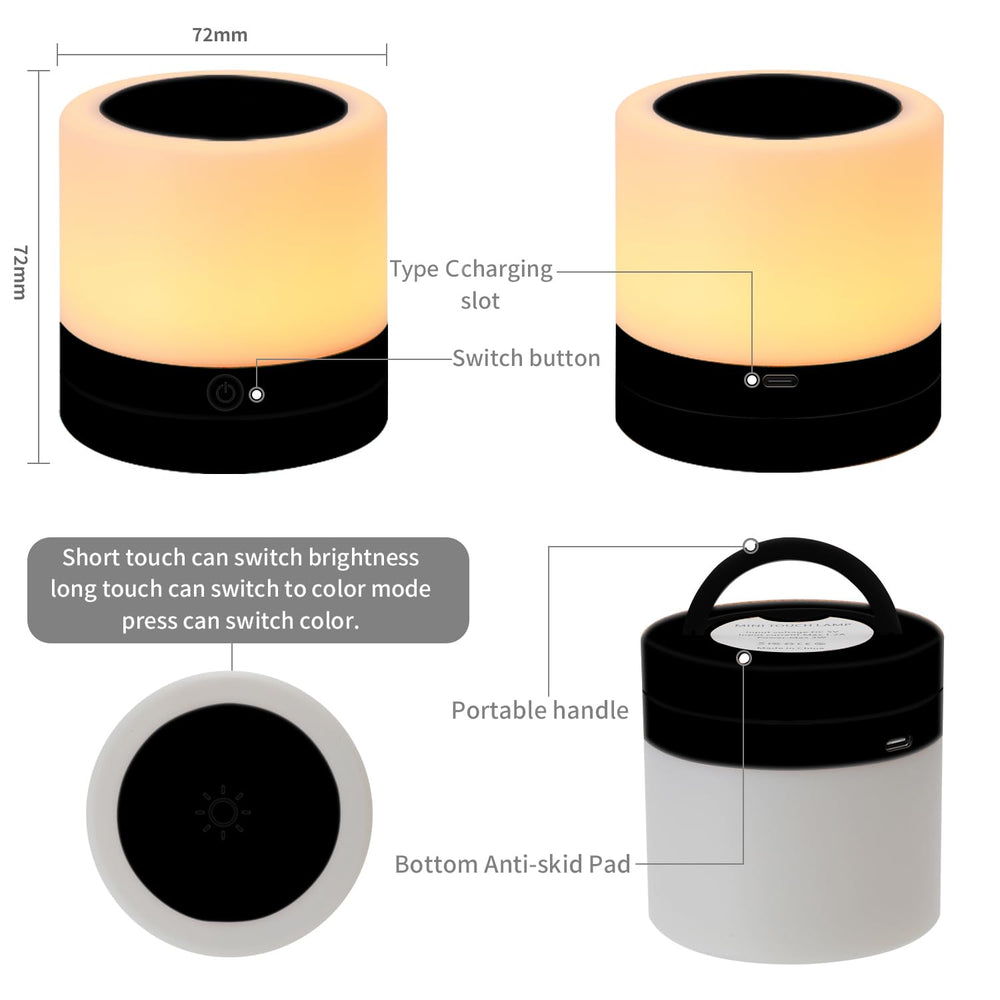 ERUN nursery night light 2-pack table-top black shown on a bedside table