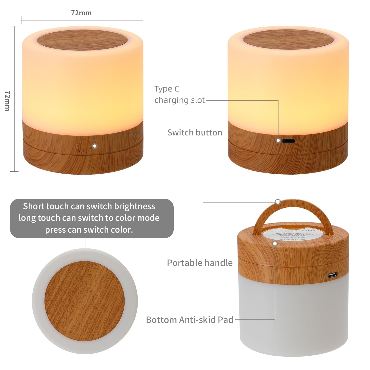ERUN nursery night light touch panel for quick bedside control
