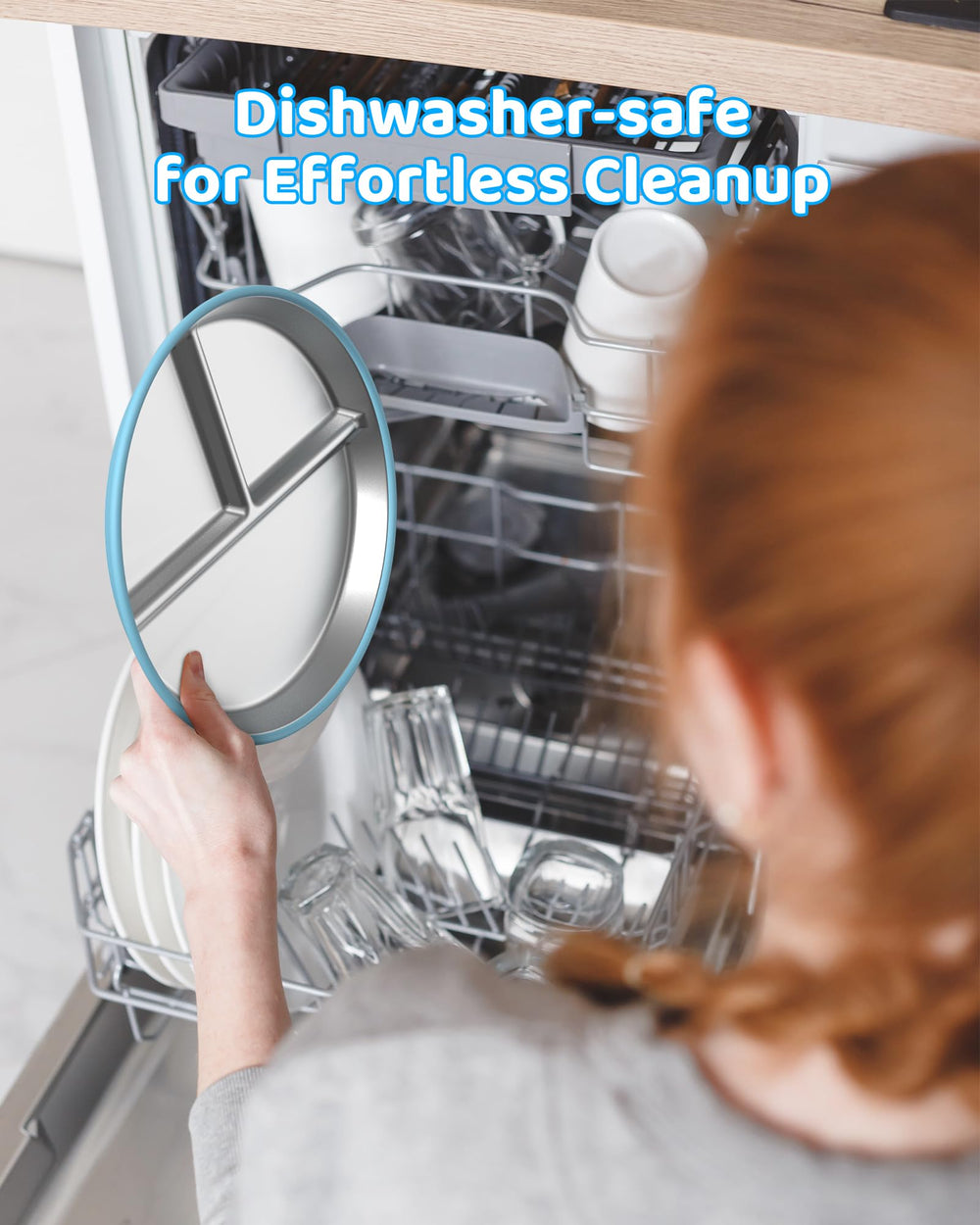 ERUSEHE dishwasher-safe symbol on plate highlights easy cleanup.