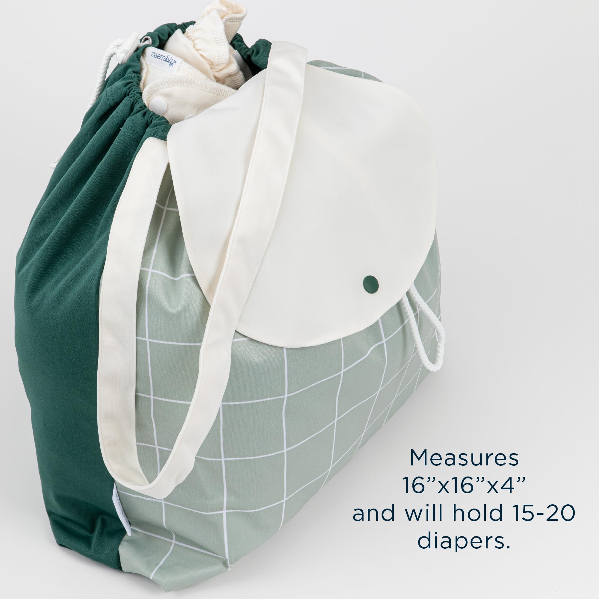 Esembly Day Bag fabric care reminds easy wash and air or tumble dry.