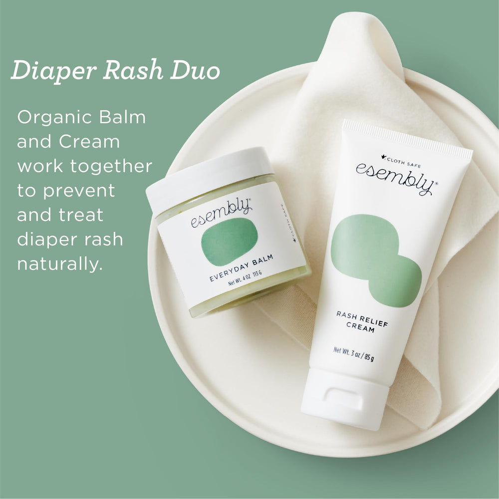 Esembly Diaper Change Kit image demonstrates a complete cloth-diapering routine.