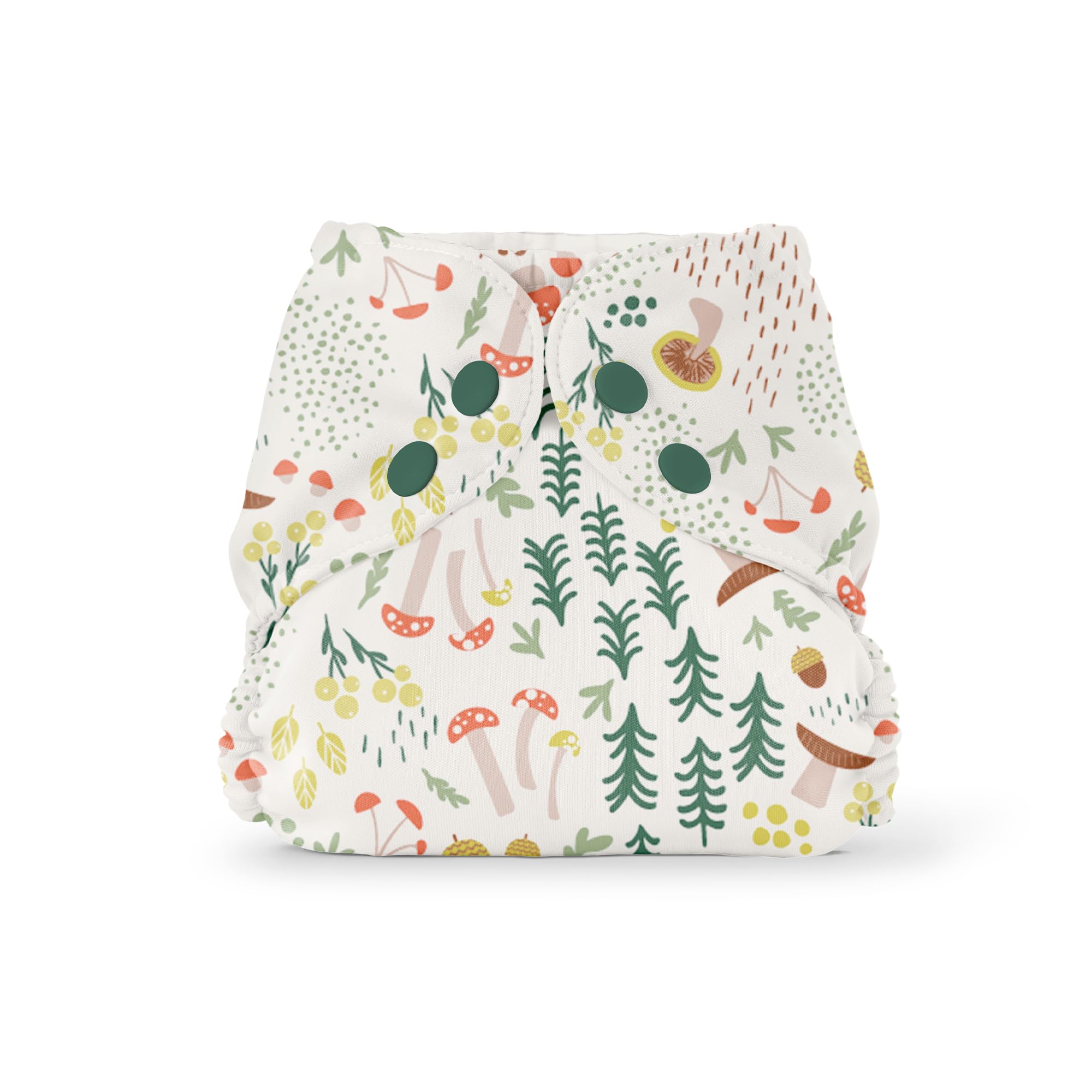 Esembly Fantastic Funghi outer snapped over the inner delivers leak protection during daily diaper changes.