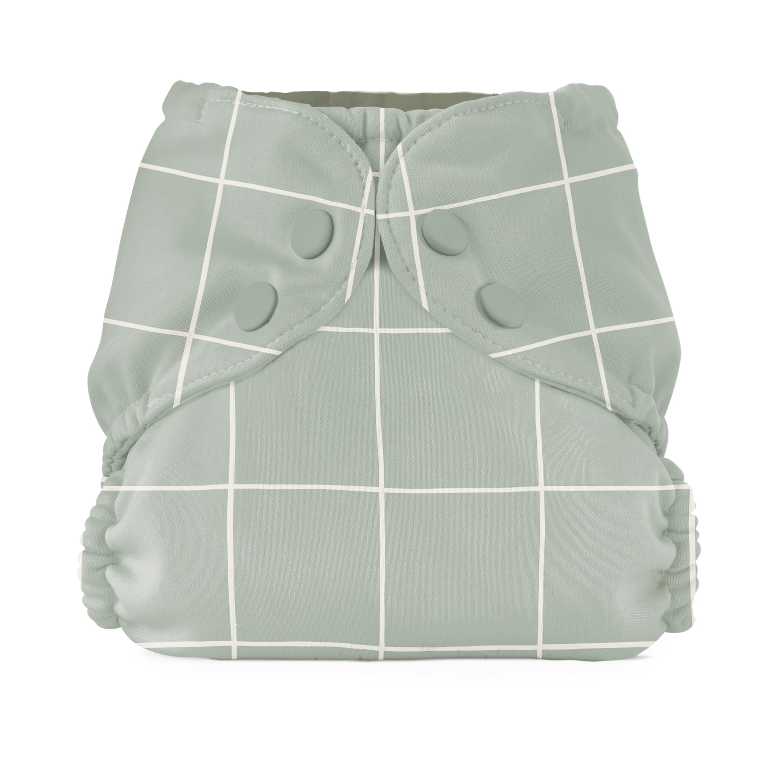 Esembly lattice outer front view demonstrating blowout protection and snug fit with adjustable snaps.