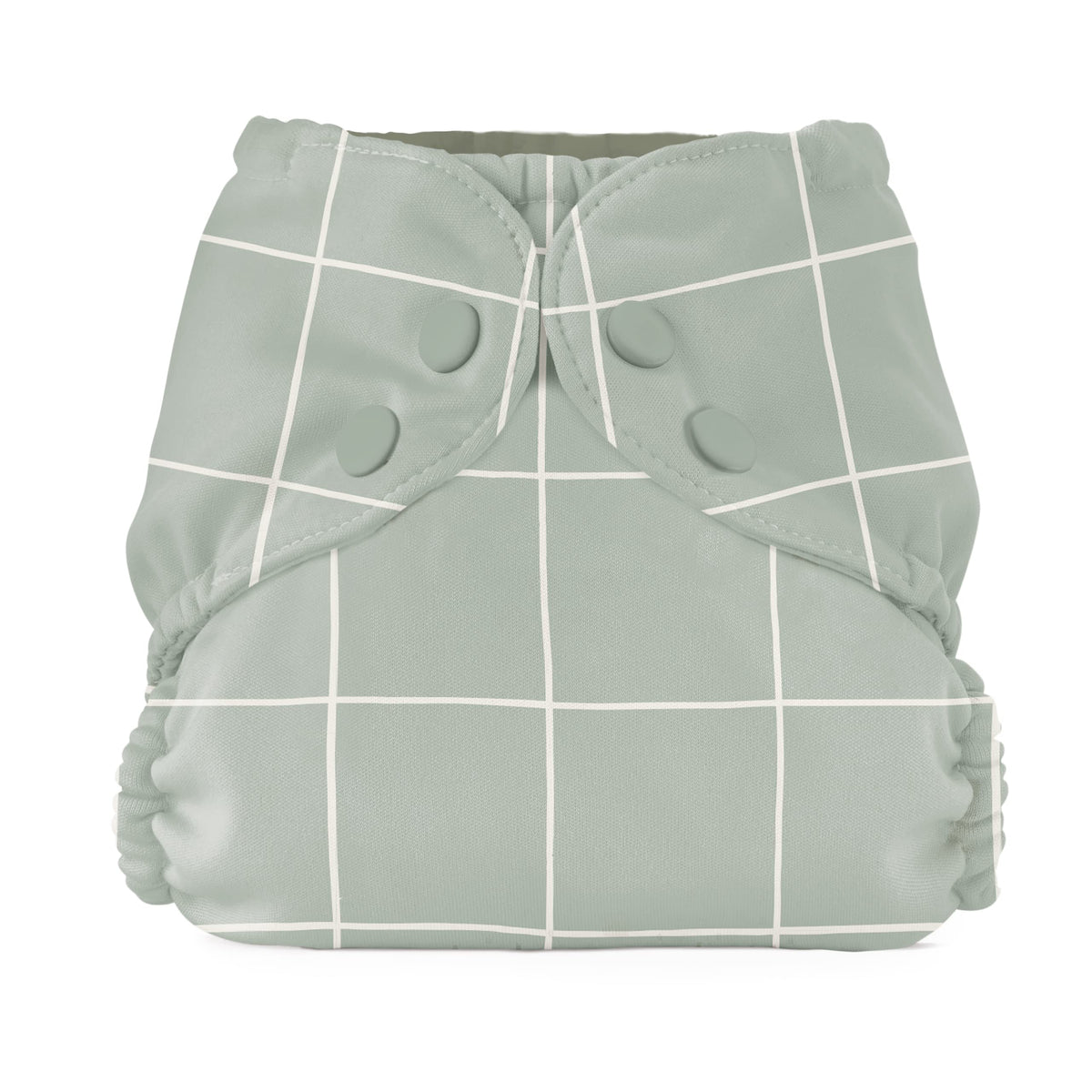 Esembly lattice outer front view demonstrating blowout protection and snug fit with adjustable snaps.