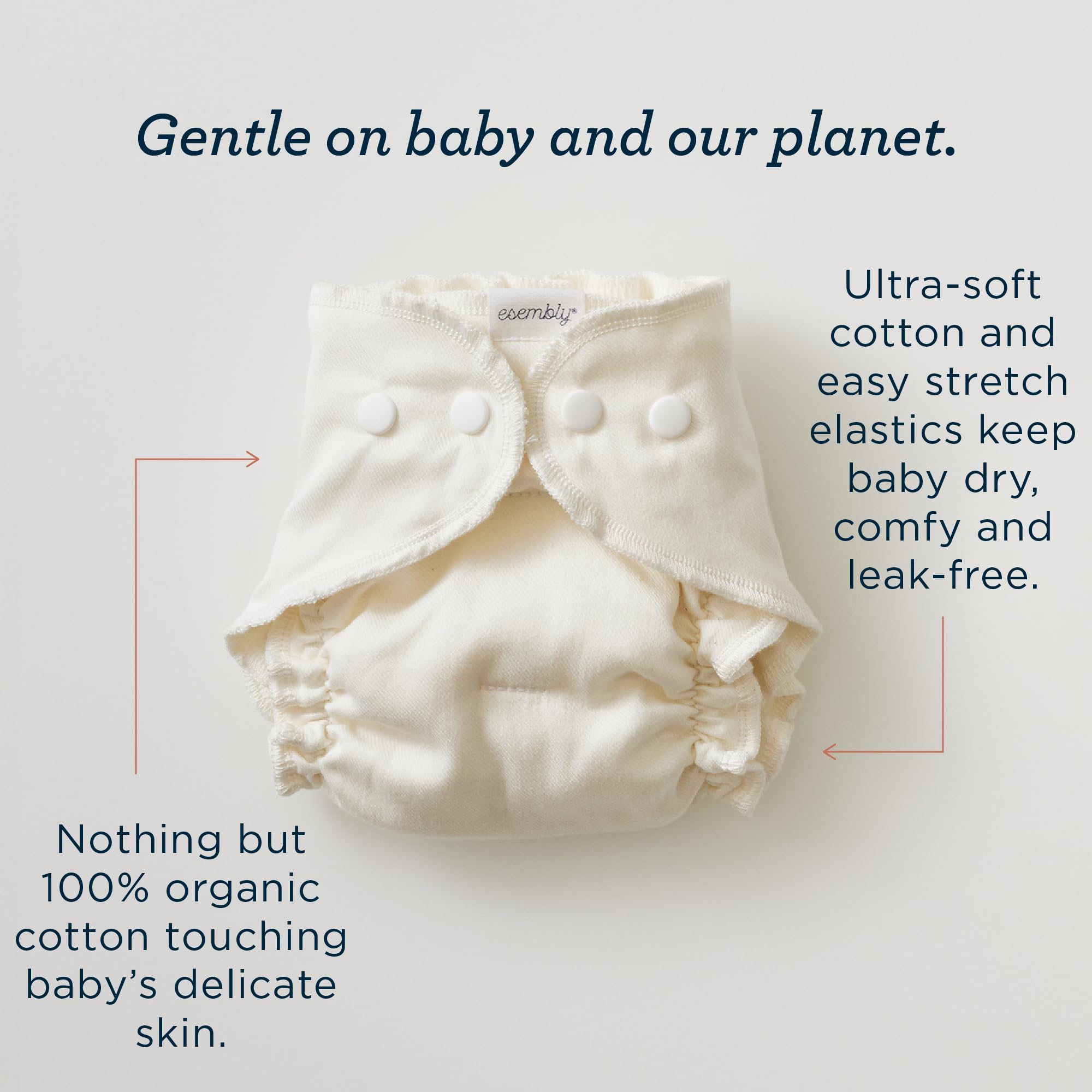 Esembly organic cotton fabric delivers comfort and breathability.