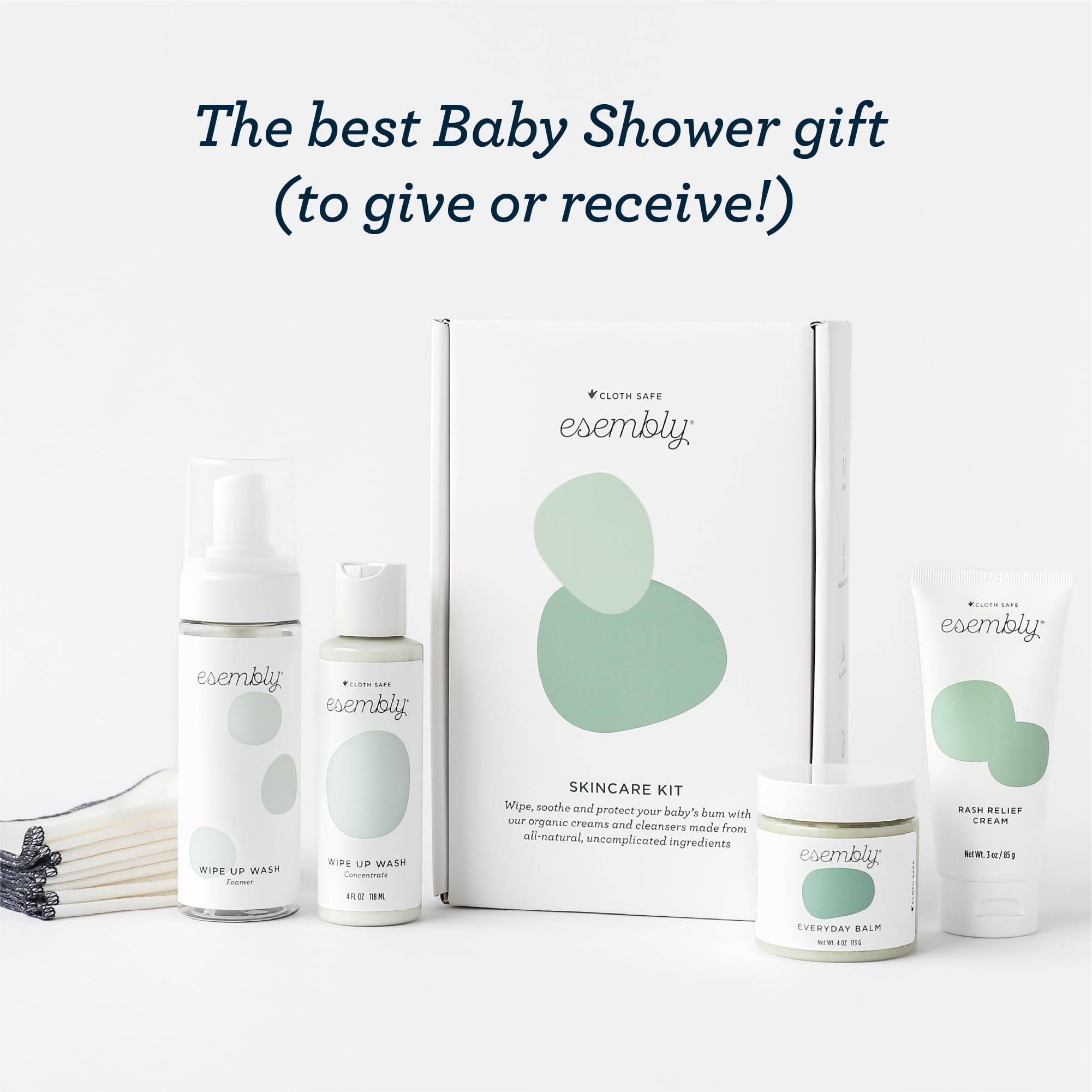 Esembly Organic Cotton Wipes pack showcases soft, cloth-friendly cleansing for baby skin.