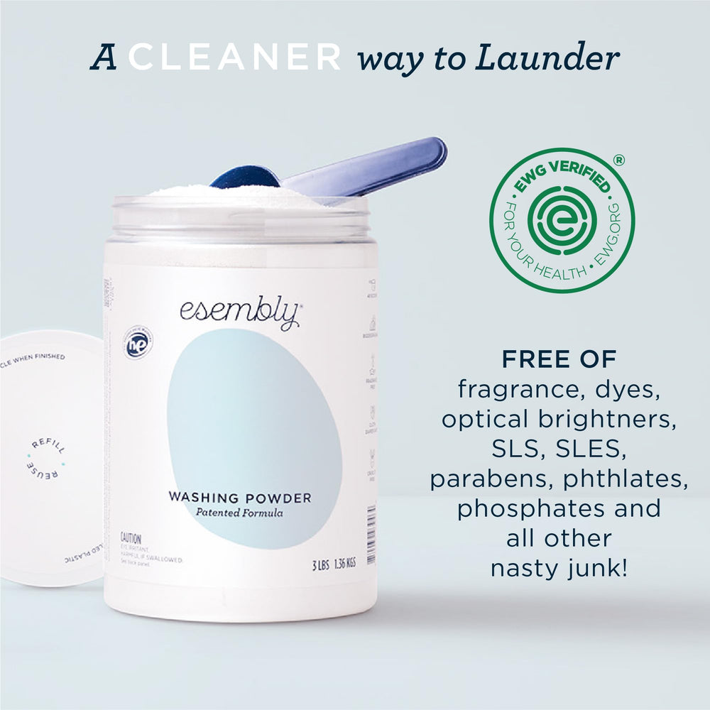 Refill bag emphasizes waste reduction and recyclable packaging.