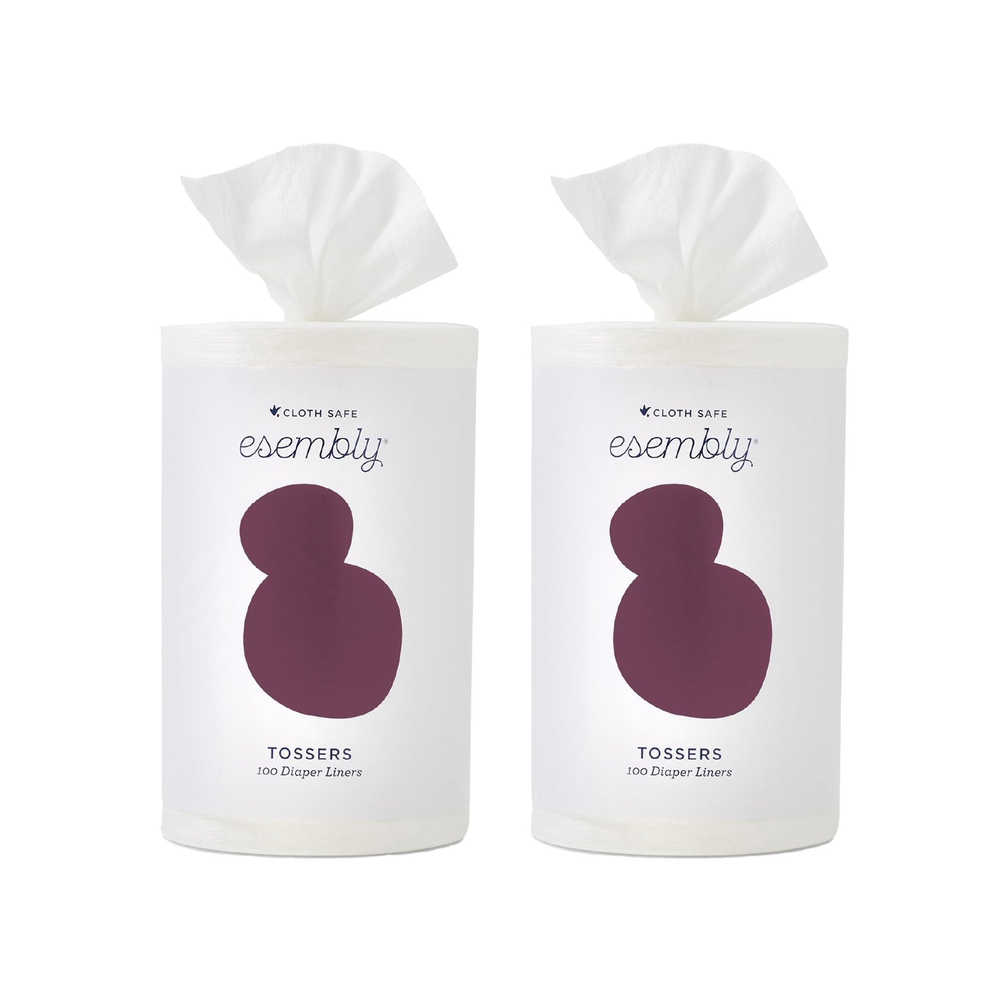 Esembly Tossers two-rolls pack visible; quick, mess-free disposal for cloth diapers.