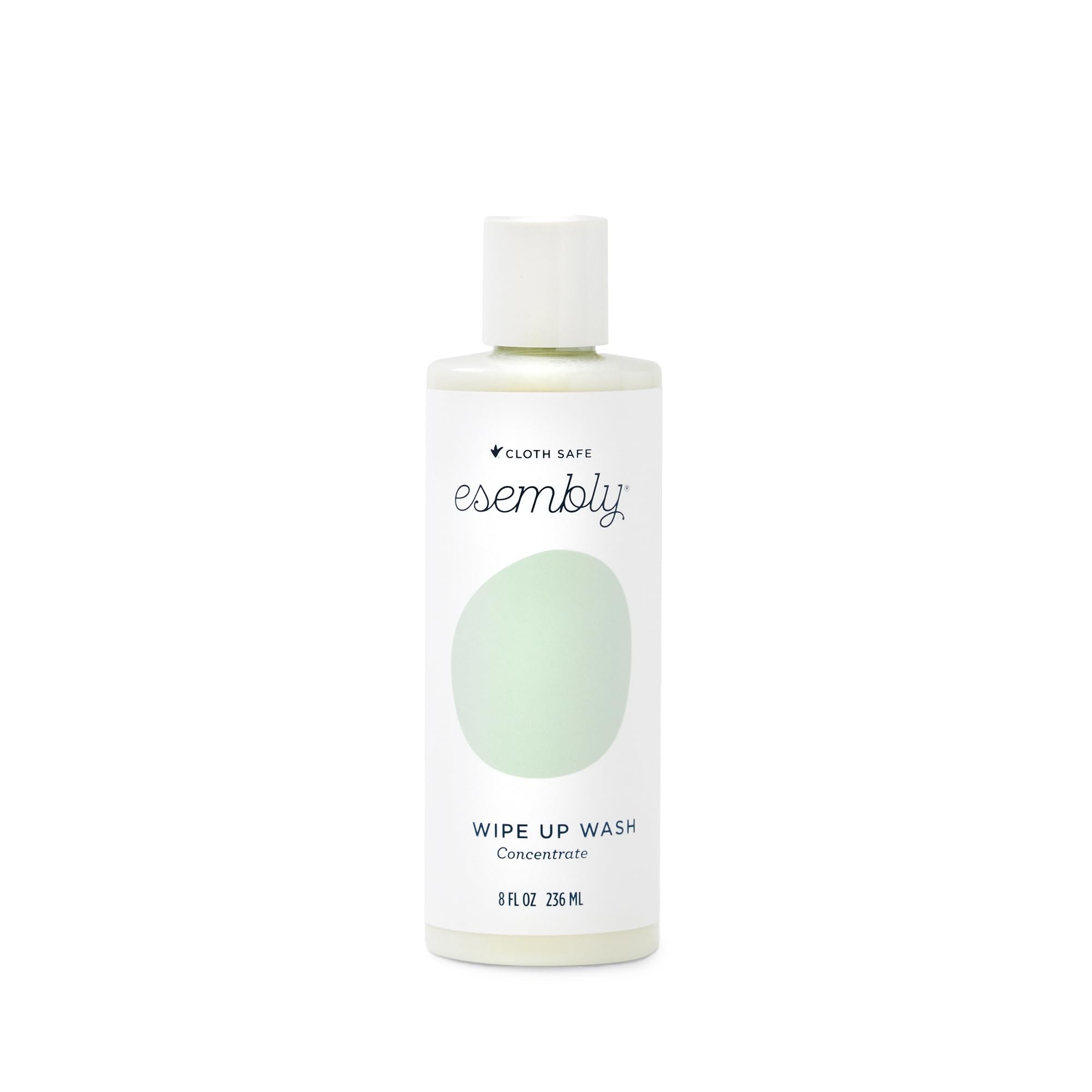 Esembly Wipe Up Wash refill bottle label shows dilution steps for convenient diaper changes