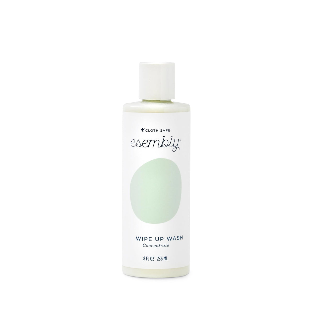 Esembly Wipe Up Wash refill bottle label shows dilution steps for convenient diaper changes