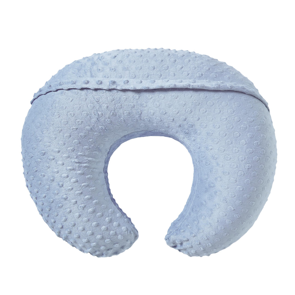 ESEN Nursing Pillow blue back view emphasizes plush materials and cozy touch.