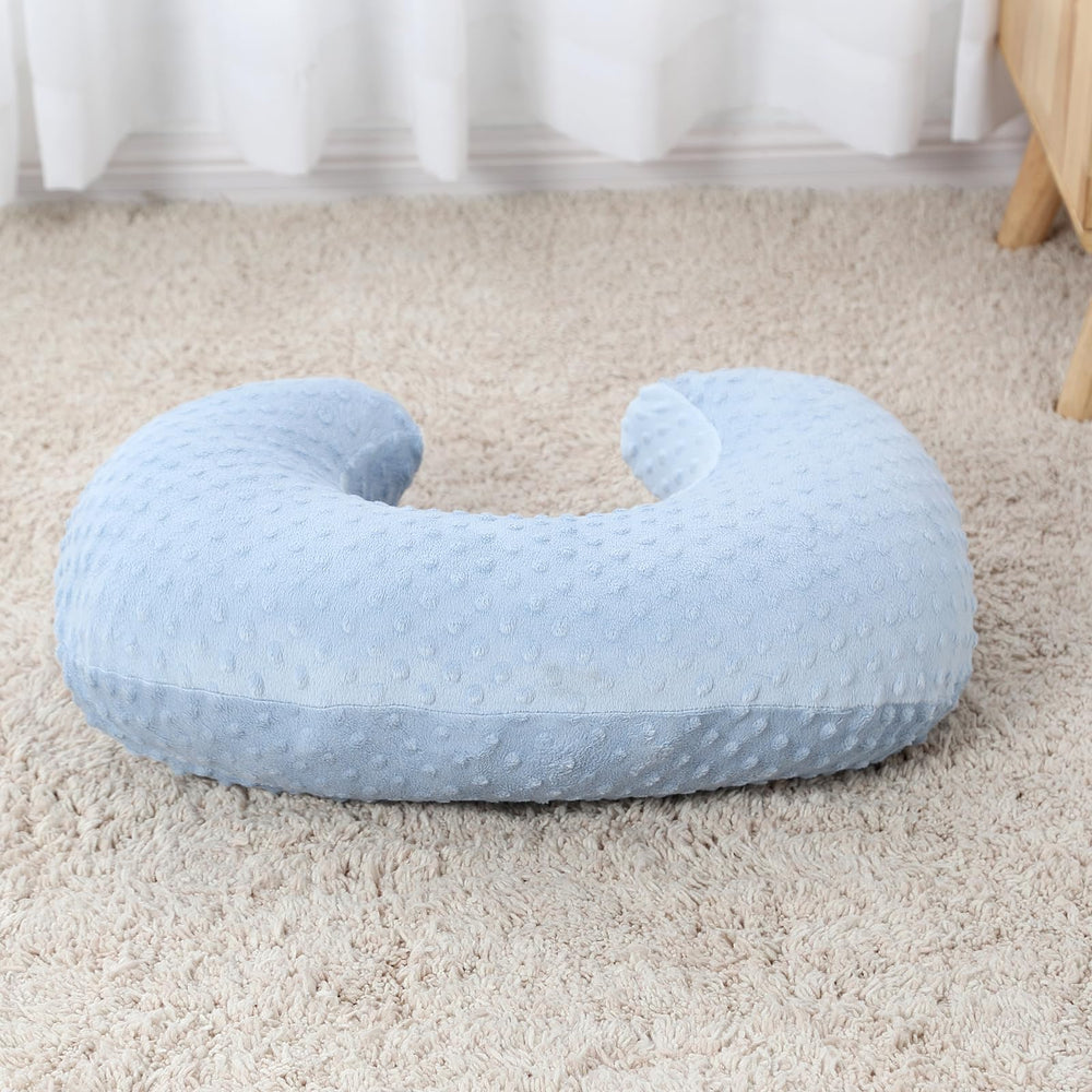 ESEN Nursing Pillow blue in packaging demonstrates compact vacuum packaging before puffing.