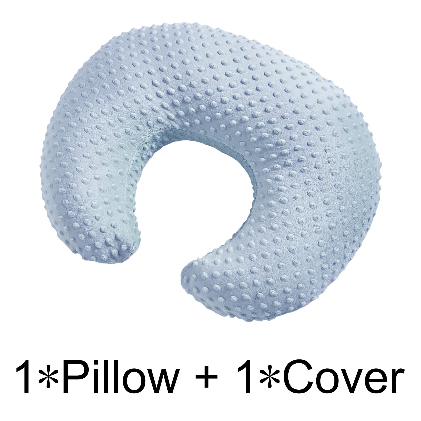 ESEN Nursing Pillow blue side view demonstrates arm and back support during bottle feeding.