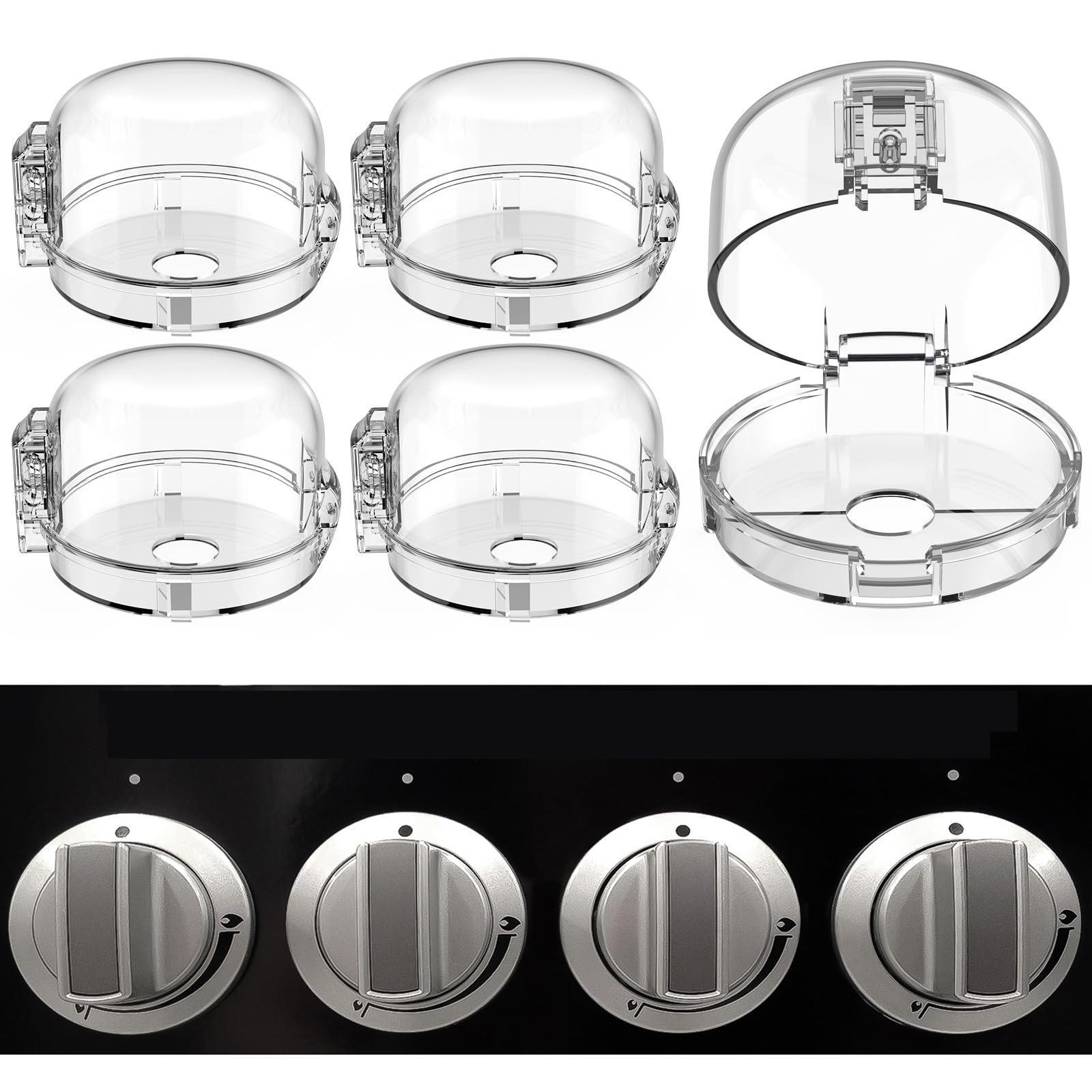 ESENHARBER stove knob cover closeup shows fit for under-2.4 inch knobs for safer operation