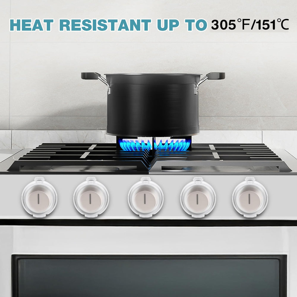 ESENHARBER stove knob cover with two-finger unlock design for easy adult access