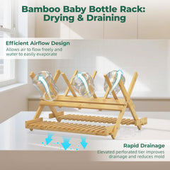 EsLuker.ly bottle drying rack top view reveals two-tier layout for air drying.