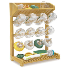 EsLuker.ly bamboo bottle drying rack vertical design keeps bottles organized and air-dried