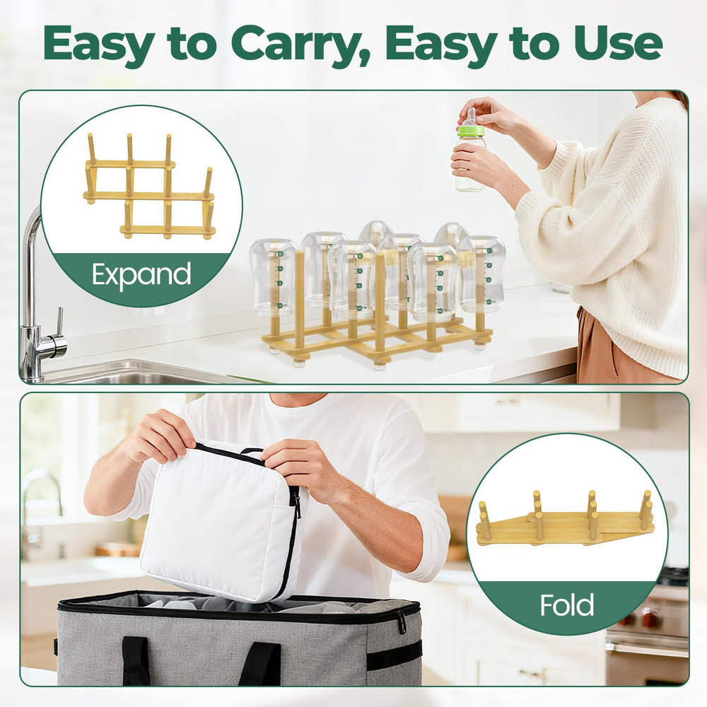 EsLuker.ly drying rack holds up to 10 bottles for neat countertops.