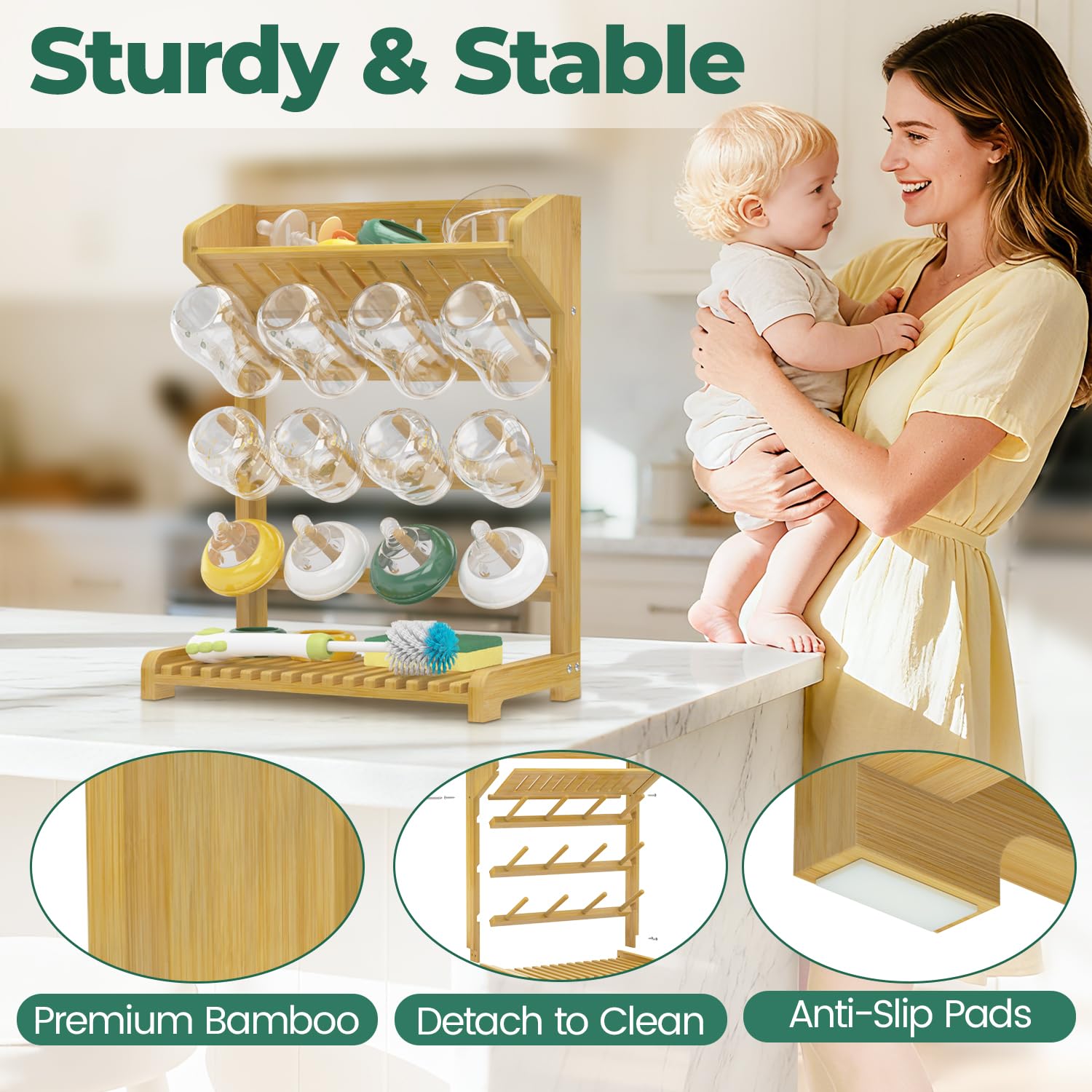EsLuker.ly natural bamboo finish adds warm kitchen style