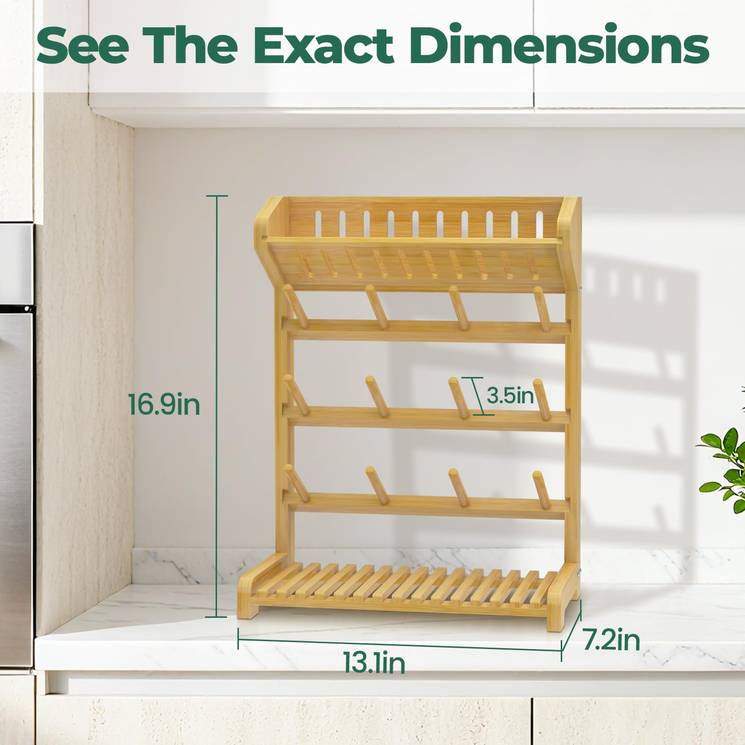 EsLuker.ly space-saving vertical stand maximizes counter space