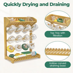 EsLuker.ly sturdy wooden frame ensures stable drying for glass bottles