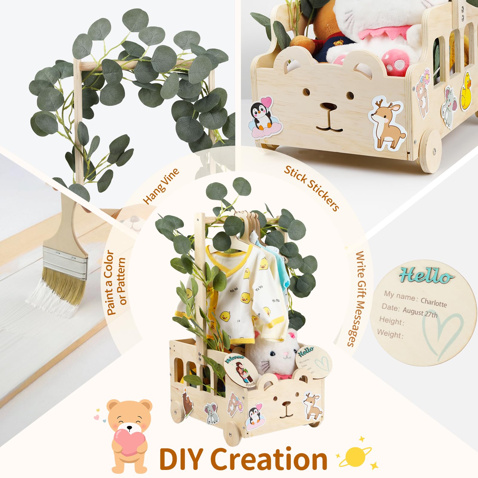 Esmorah bear-themed crate enhancing decor with playful charm