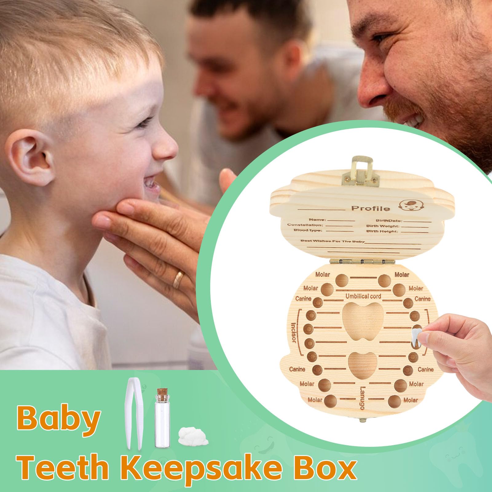 Esmorah base with holes for individual teeth storage