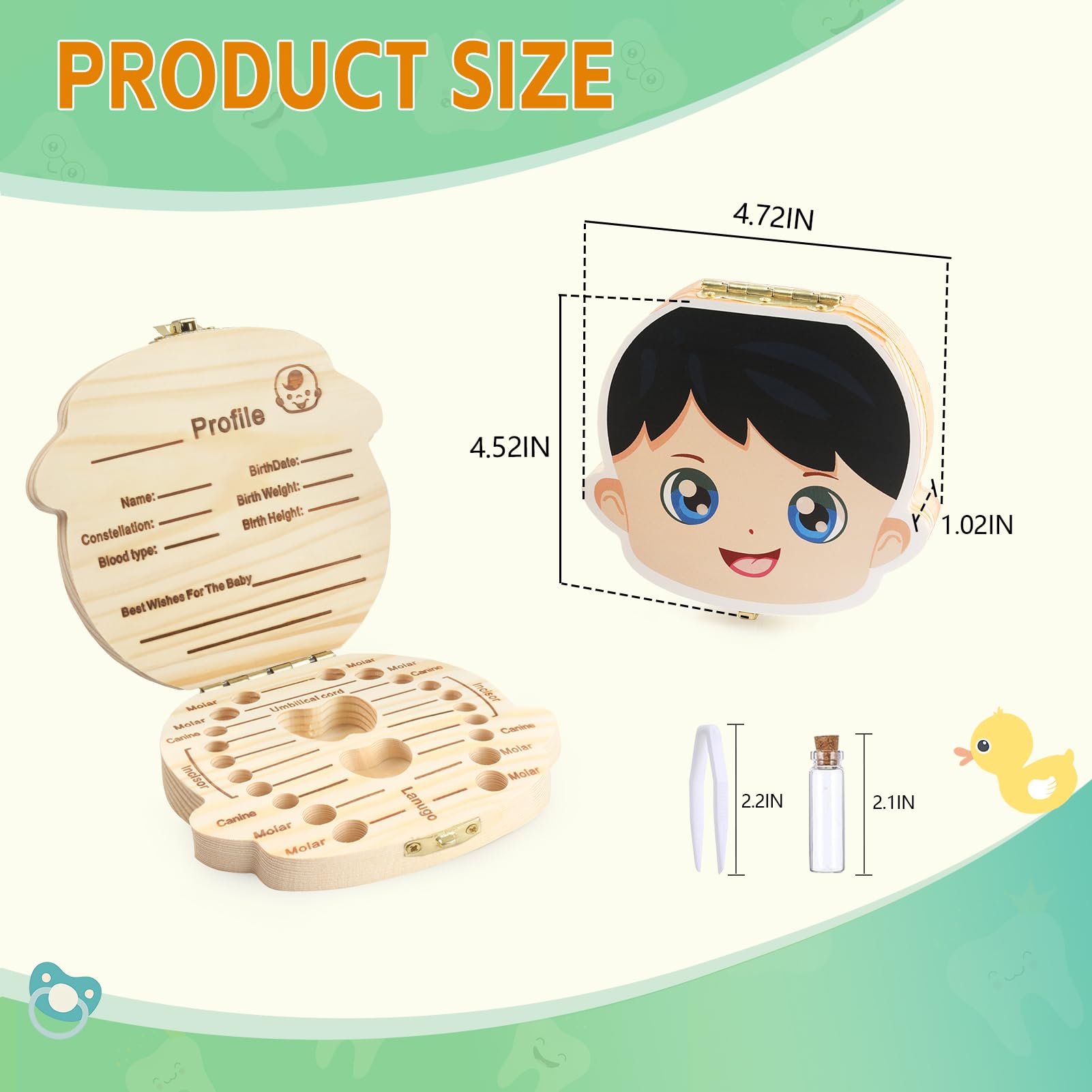 Esmorah Tooth Keepsake Box for Boys with dedicated slots keeps each tooth organized