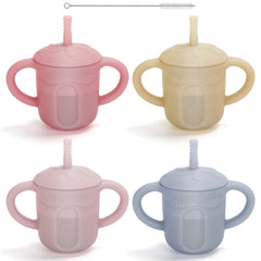 EsOfficce silicone baby straw cup with lid keeps spills at bay during toddler meals.