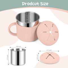 EsOfficce stainless steel cup with measurement marks aids portion checks.
