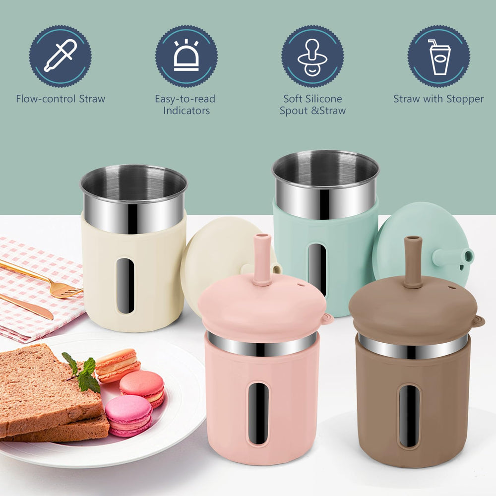 EsOfficce anti-leakage straw cup for kids; mess-minimizing sipping during meals.
