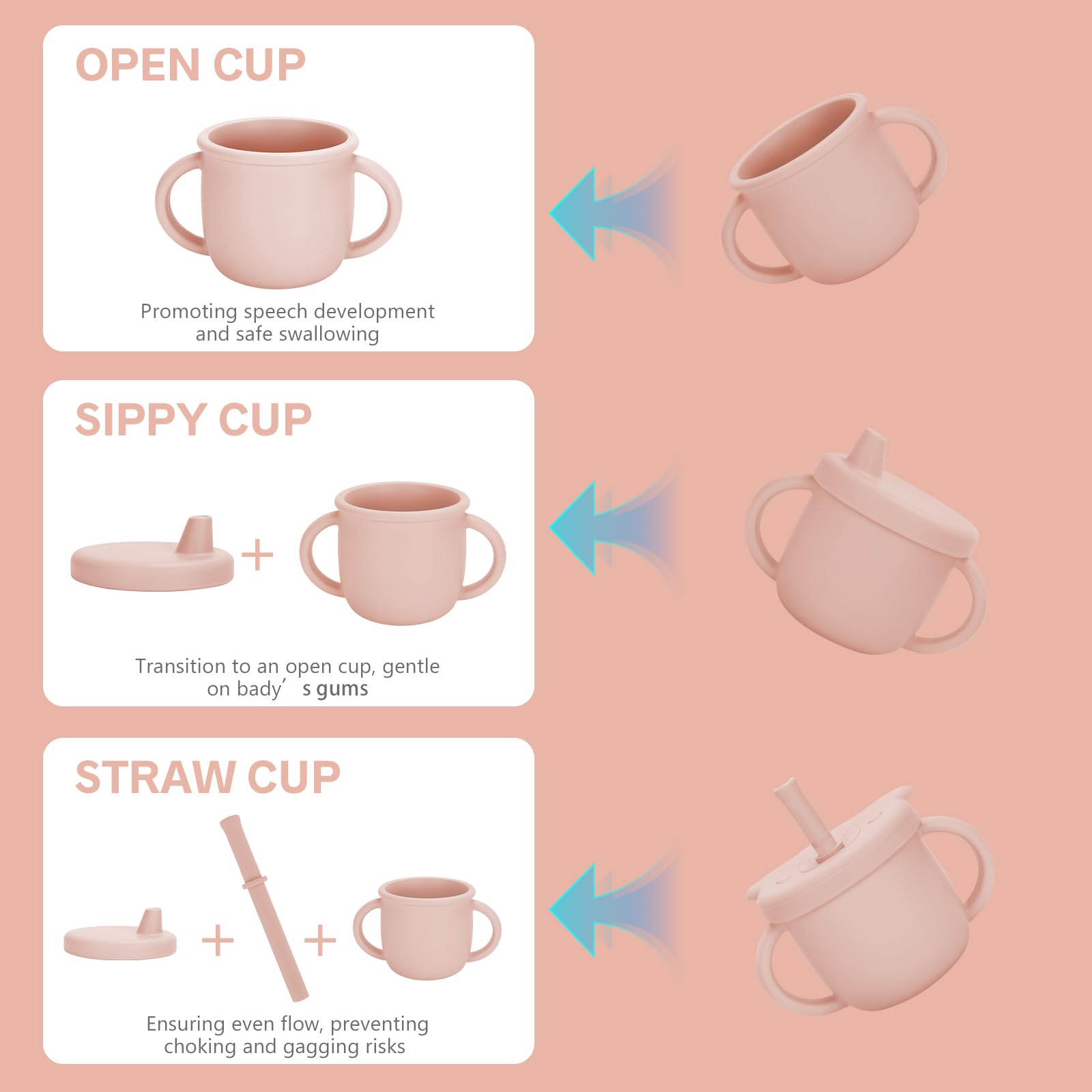 EsOfficce beige handle cup helps little hands grip easily