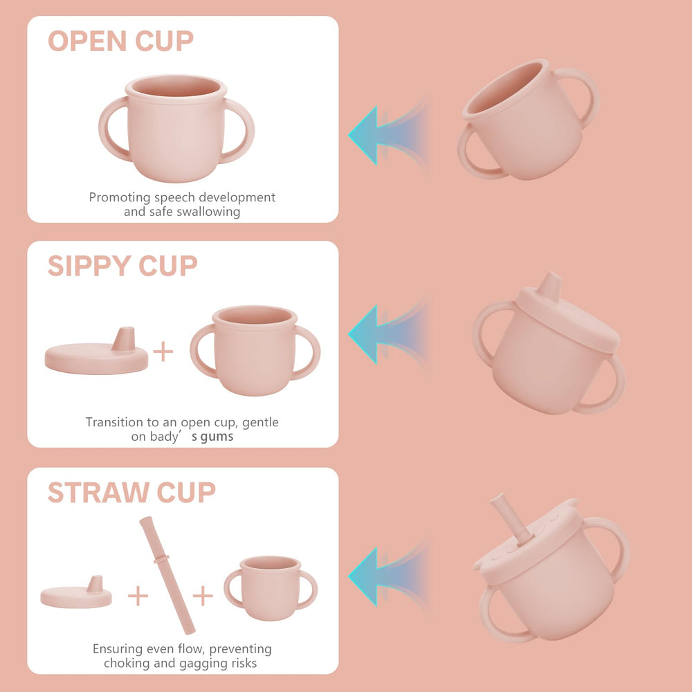 EsOfficce beige handle cup helps little hands grip easily