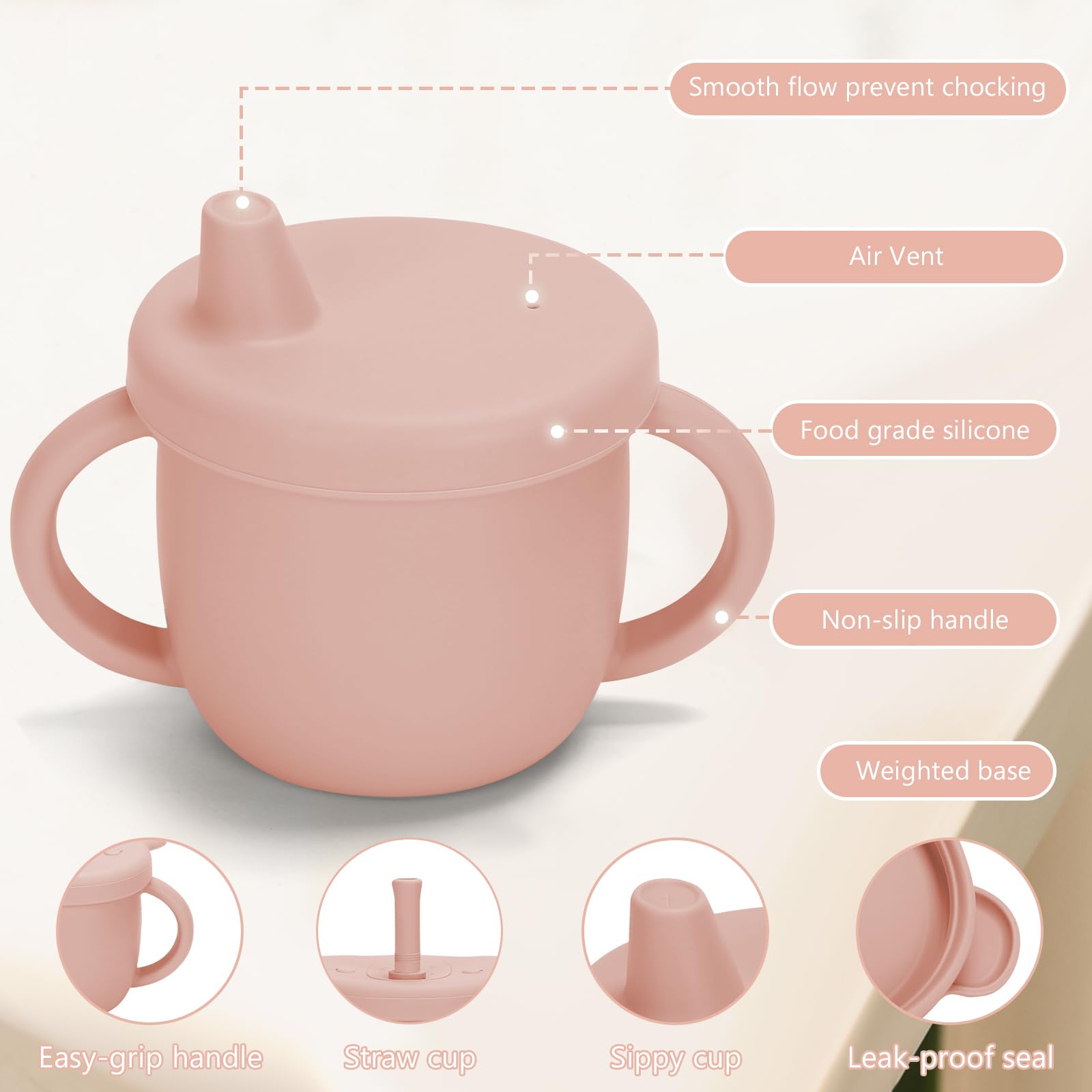 EsOfficce green straw sippy cup encourages self-feeding