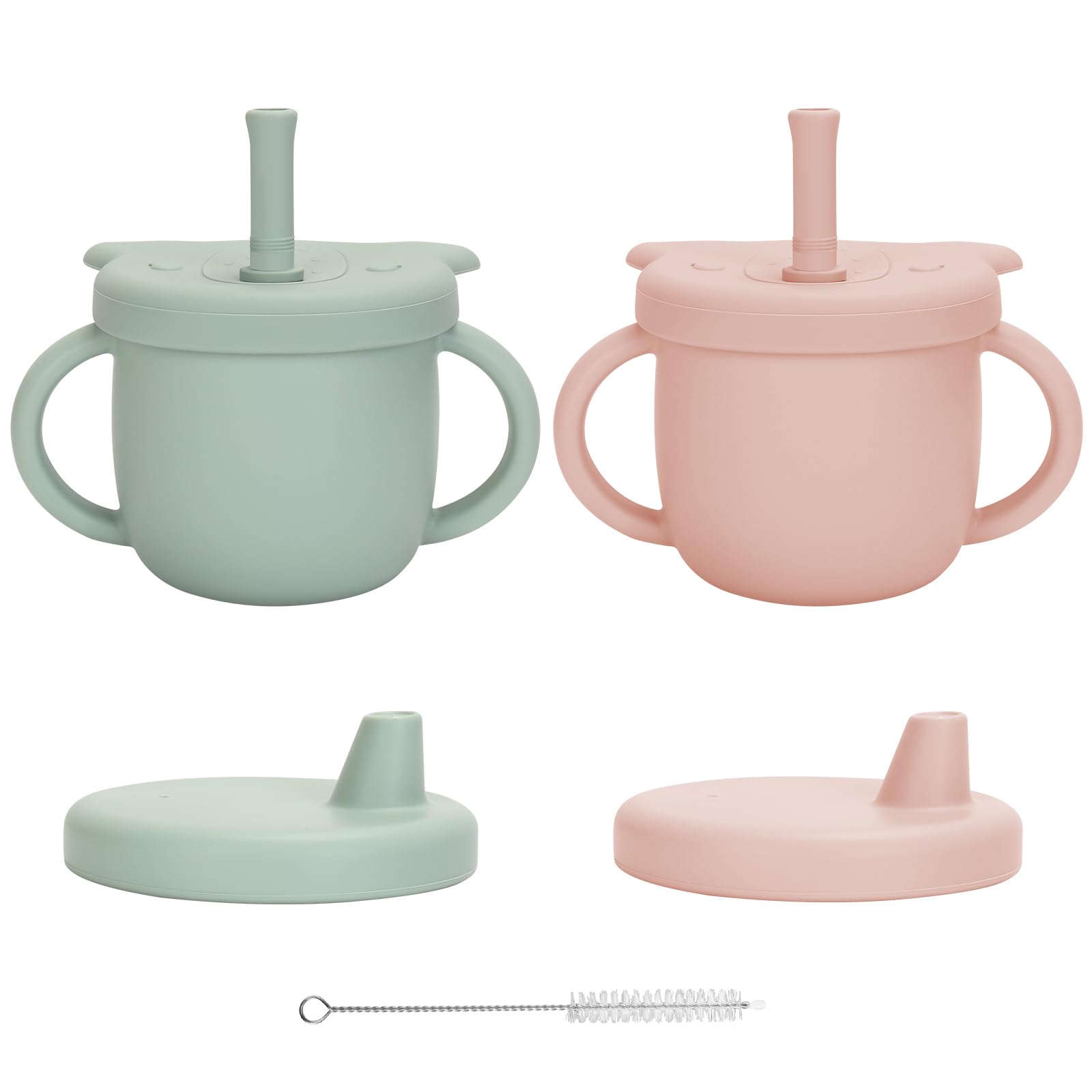 EsOfficce silicone baby sippy pink open cup for independent drinking