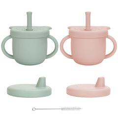 EsOfficce silicone baby sippy pink open cup for independent drinking