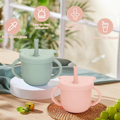 EsOfficce pink sippy cup straw aids toddler transition to drinking