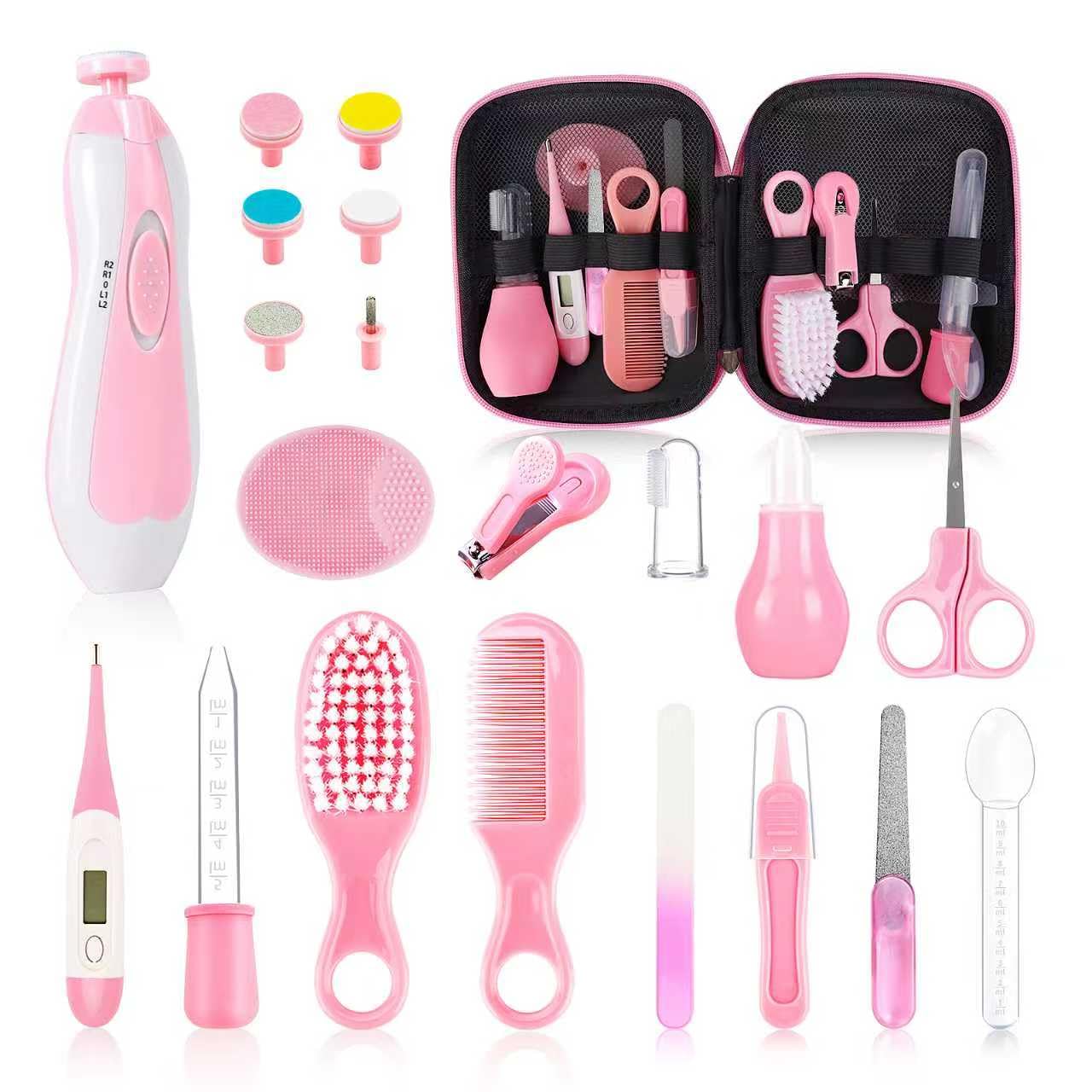 Esonto 21-in-1 baby care set pink with electric nail trimmer for gentle trimming