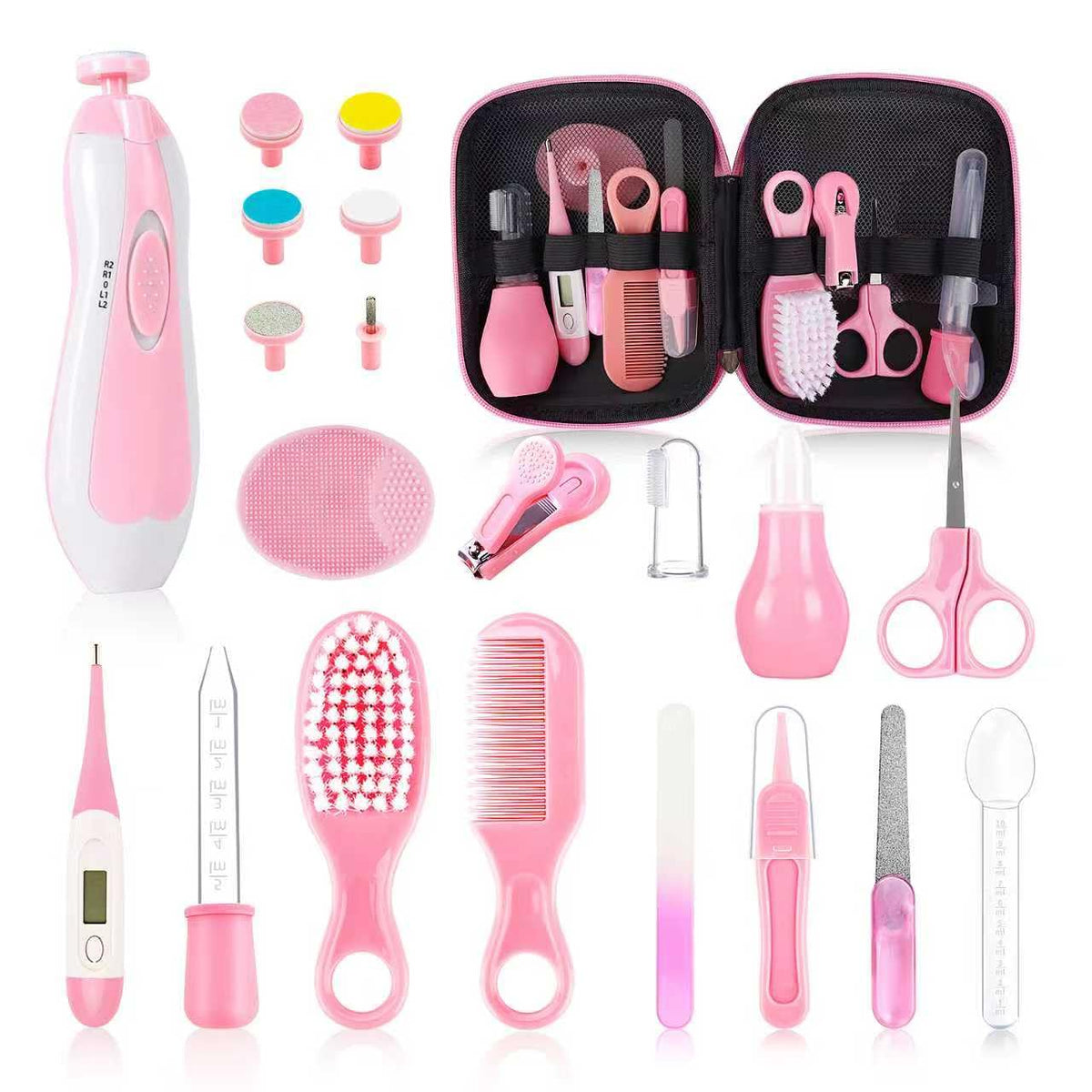 Esonto 21-in-1 baby care set pink with electric nail trimmer for gentle trimming