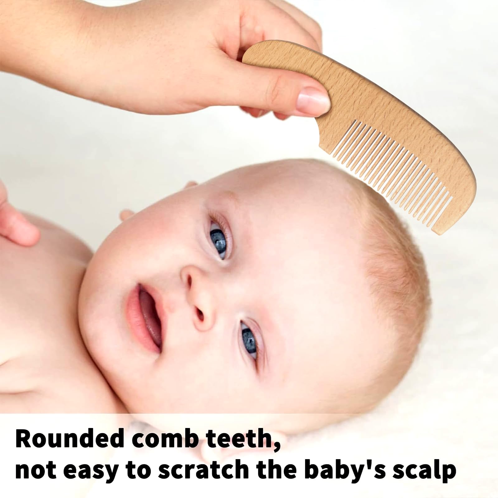 Esonto boxwood comb closeup with rounded teeth for gentle scalp massage.