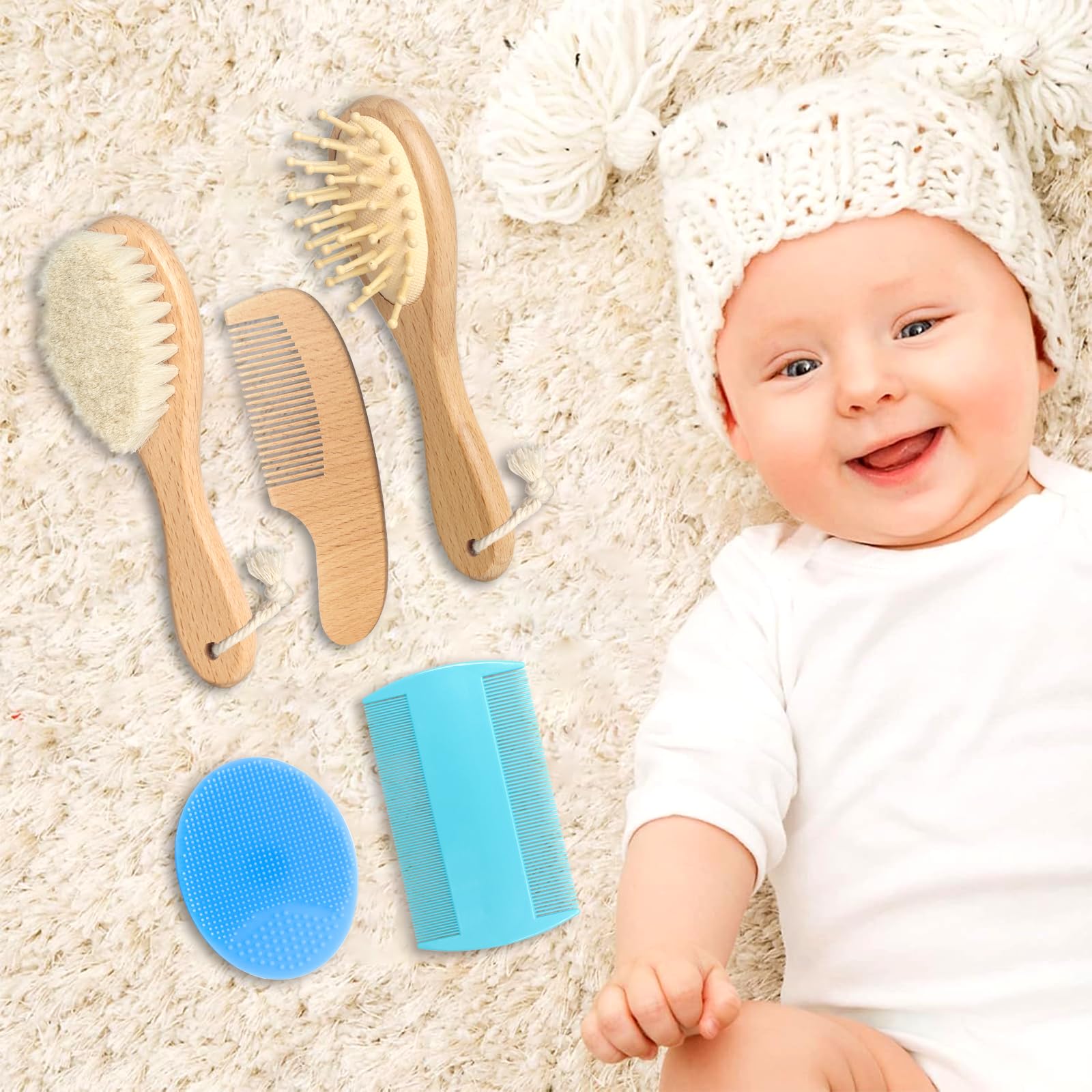 Esonto gift-ready blue grooming set for new parents.