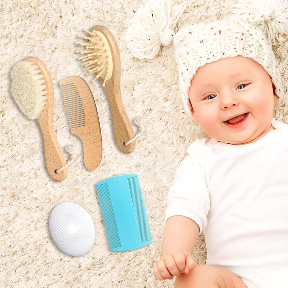 Esonto safe natural materials closeup emphasizing chemical-free baby grooming tools.